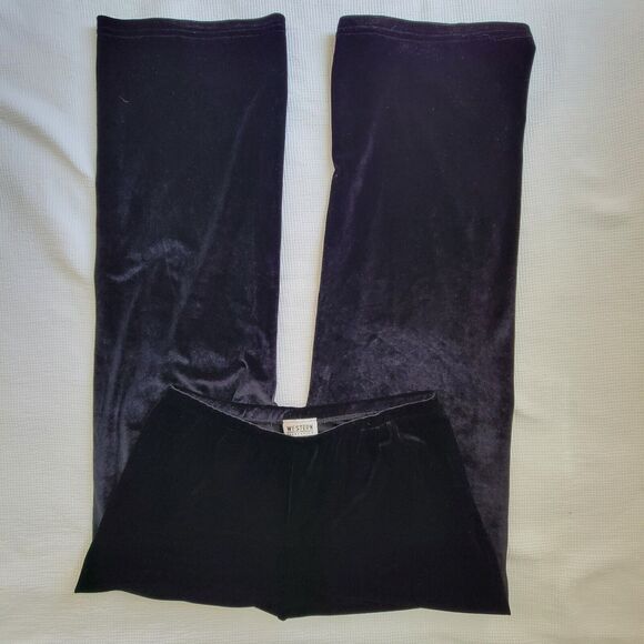 Vintage WESTERN CONNECTION Black Velour Pants Size M Pull On Straight Leg - Picture 1 of 9